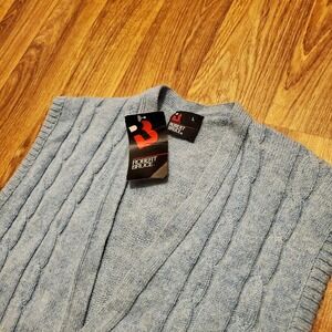 Vintage Robert Bruce Cardigan Sweater Men Large Blue Cable Knit 70s 80s Wool New